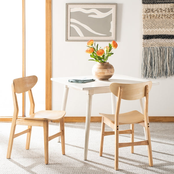 Safavieh - Set of 2 - Lucca Retro Dining Chair Natural Wood DCH1001A-SET2