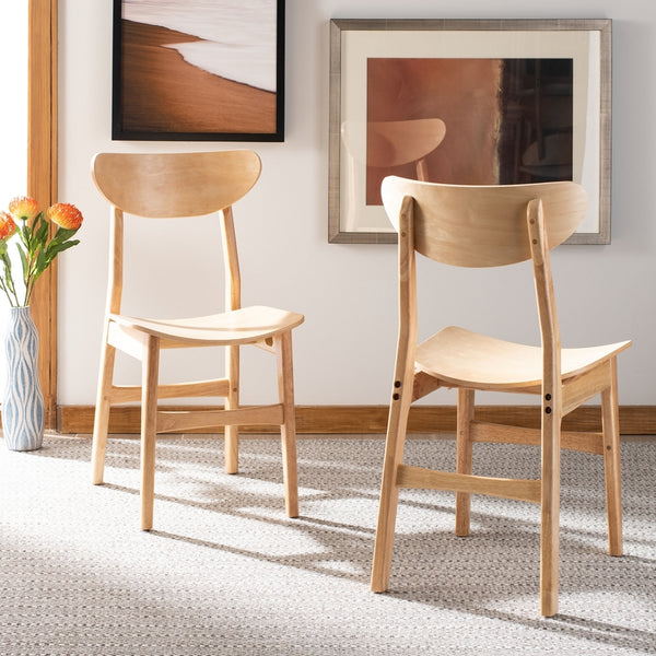 Safavieh - Set of 2 - Lucca Retro Dining Chair Natural Wood DCH1001A-SET2