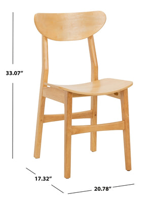 Safavieh - Set of 2 - Lucca Retro Dining Chair Natural Wood DCH1001A-SET2