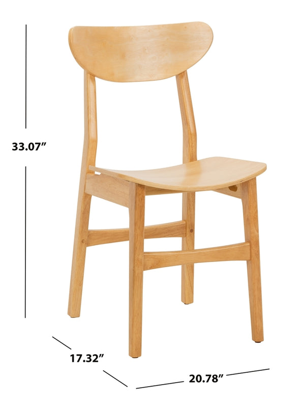 Safavieh - Set of 2 - Lucca Retro Dining Chair Natural Wood DCH1001A-SET2