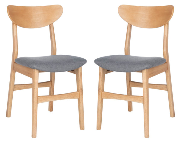 Safavieh - Set of 2 - Lucca Retro Dining Chair Natural / Grey Wood/Fabric DCH1001B-SET2 889048654891