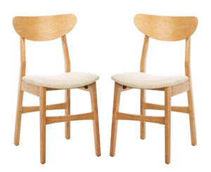 Safavieh - Set of 2 - Lucca Retro Dining Chair Natural White Wood DCH1001C-SET2