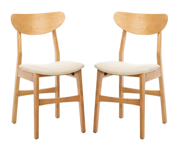 Safavieh - Set of 2 - Lucca Retro Dining Chair Natural White Wood DCH1001C-SET2