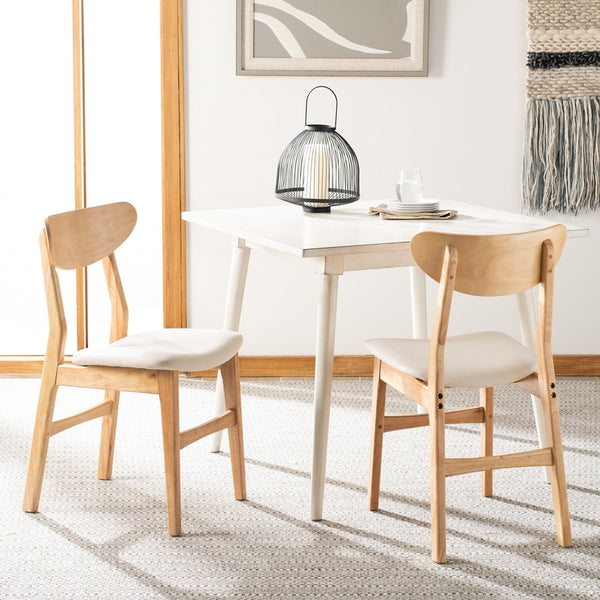 Safavieh - Set of 2 - Lucca Retro Dining Chair Natural White Wood DCH1001C-SET2