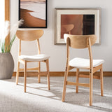 Safavieh - Set of 2 - Lucca Retro Dining Chair Natural White Wood DCH1001C-SET2