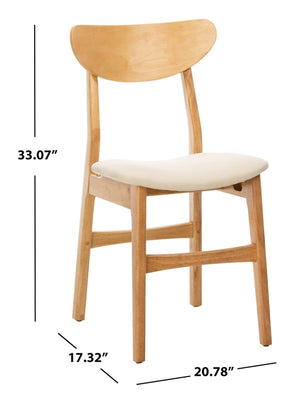 Safavieh - Set of 2 - Lucca Retro Dining Chair Natural White Wood DCH1001C-SET2