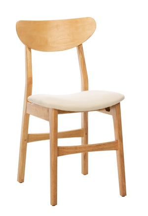 Safavieh - Set of 2 - Lucca Retro Dining Chair Natural White Wood DCH1001C-SET2