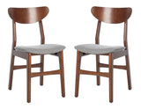Safavieh - Set of 2 - Lucca Retro Dining Chair Cherry Grey Wood DCH1001E-SET2