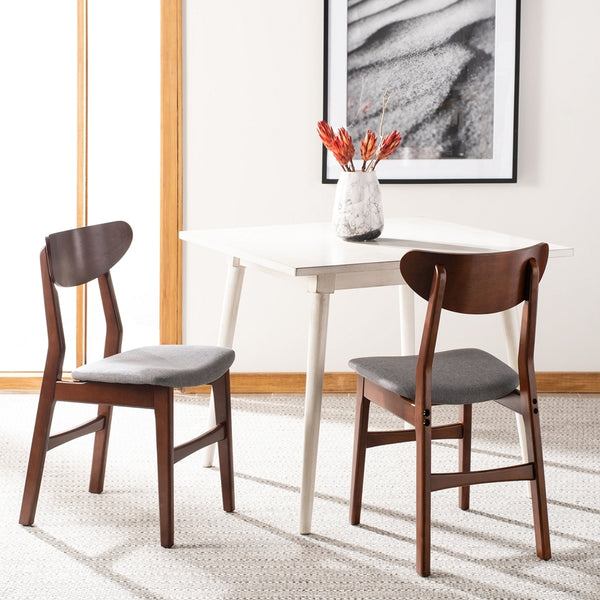 Safavieh - Set of 2 - Lucca Retro Dining Chair Cherry Grey Wood DCH1001E-SET2