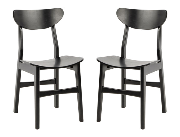 Safavieh - Set of 2 - Lucca Retro Dining Chair Black Wood DCH1001G-SET2