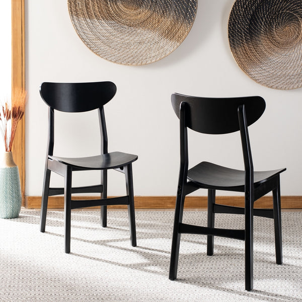 Safavieh - Set of 2 - Lucca Retro Dining Chair Black Wood DCH1001G-SET2