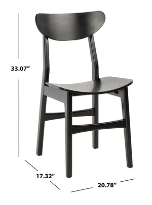 Safavieh - Set of 2 - Lucca Retro Dining Chair Black Wood DCH1001G-SET2