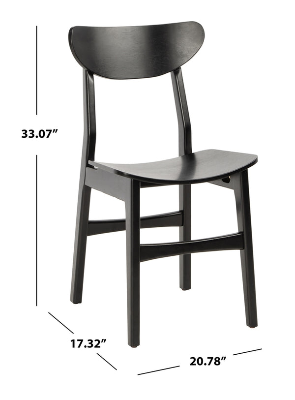 Safavieh - Set of 2 - Lucca Retro Dining Chair Black Wood DCH1001G-SET2