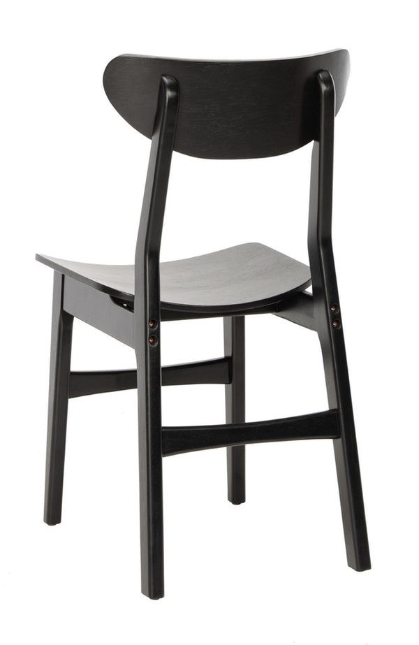 Safavieh - Set of 2 - Lucca Retro Dining Chair Black Wood DCH1001G-SET2