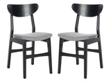 Safavieh - Set of 2 - Lucca Retro Dining Chair Black Grey Wood DCH1001H-SET2