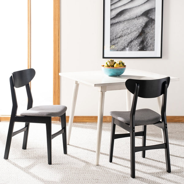 Safavieh - Set of 2 - Lucca Retro Dining Chair Black Grey Wood DCH1001H-SET2