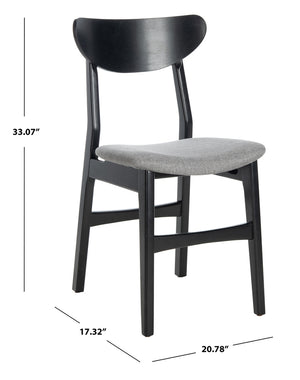 Safavieh - Set of 2 - Lucca Retro Dining Chair Black Grey Wood DCH1001H-SET2