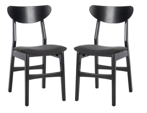 Safavieh - Set of 2 - Lucca Retro Dining Chair Black Black Wood DCH1001J-SET2