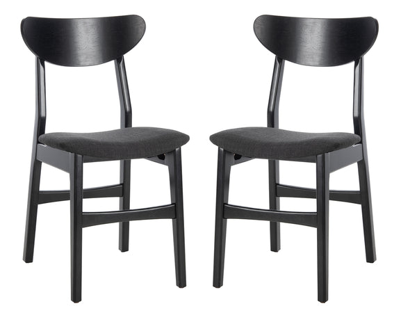Safavieh - Set of 2 - Lucca Retro Dining Chair Black Black Wood DCH1001J-SET2