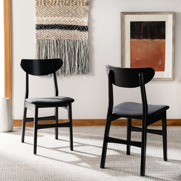 Safavieh - Set of 2 - Lucca Retro Dining Chair Black Black Wood DCH1001J-SET2