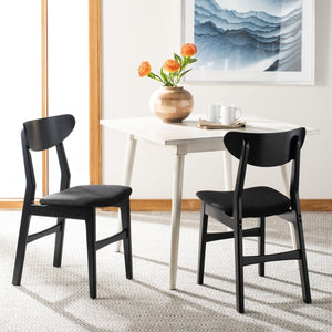 Safavieh - Set of 2 - Lucca Retro Dining Chair Black Black Wood DCH1001J-SET2