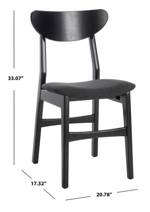Safavieh - Set of 2 - Lucca Retro Dining Chair Black Black Wood DCH1001J-SET2