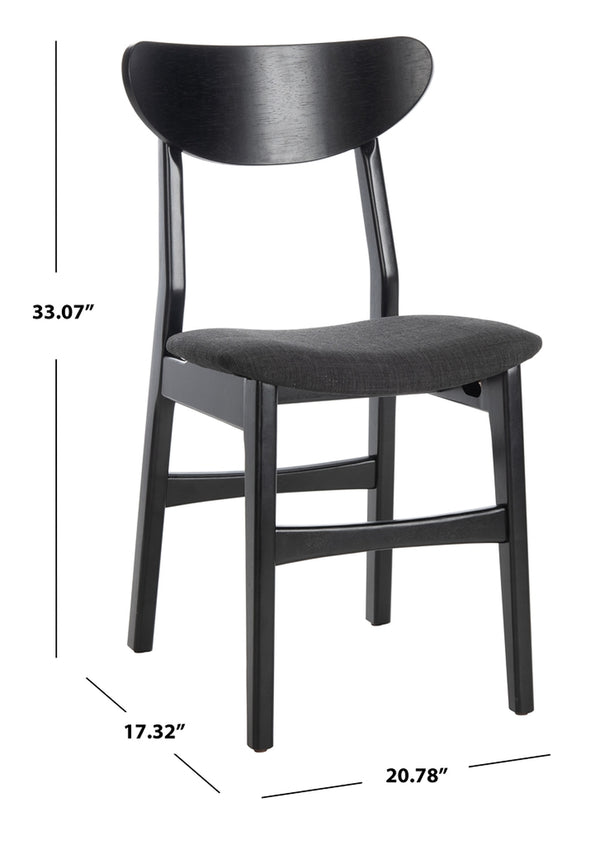 Safavieh - Set of 2 - Lucca Retro Dining Chair Black Black Wood DCH1001J-SET2