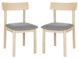 Safavieh - Set of 2 - Lizette Retro Dining Chair White Oak / Grey Wood/Fabric DCH1002A-SET2 889048654976