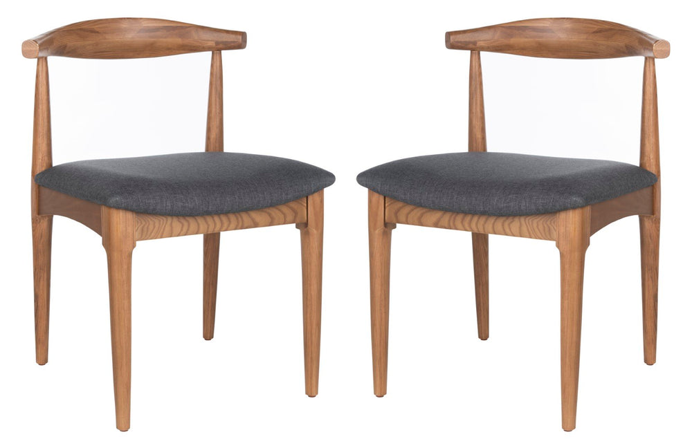 Safavieh - Set of 2 - Lionel Retro Dining Chair Walnut / Dark Grey Wood/Fabric DCH1003A-SET2 889048654983