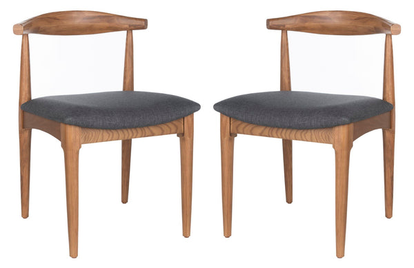 Safavieh - Set of 2 - Lionel Retro Dining Chair Walnut / Dark Grey Wood/Fabric DCH1003A-SET2 889048654983