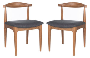 Safavieh - Set of 2 - Lionel Retro Dining Chair Walnut / Dark Grey Wood/Fabric DCH1003A-SET2 889048654983