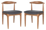 Lionel Retro Dining Chair Walnut / Dark Grey Wood/Fabric - Set of 2