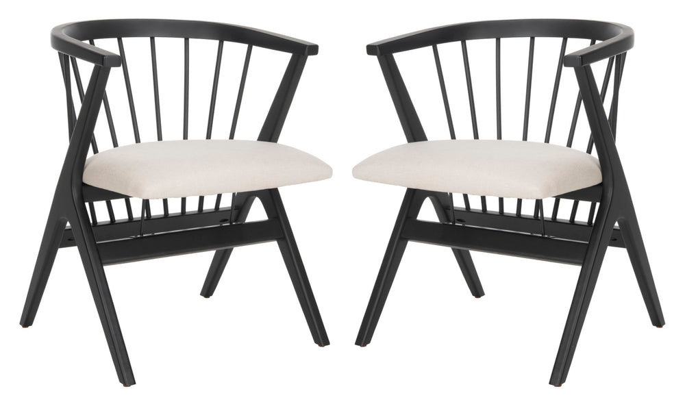 Safavieh - Set of 2 - Noah Spindle Dining Chair White Oak / Grey Wood/Fabric DCH1004A-SET2 889048654990