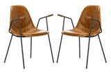 Safavieh - Set of 2 - Tanner Mid Century Dining Chair Cognac Wood Metal DCH3001A-SET2