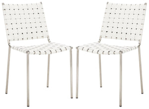 Wesson Woven Dining Chair White / Silver Metal DCH3005C-SET2