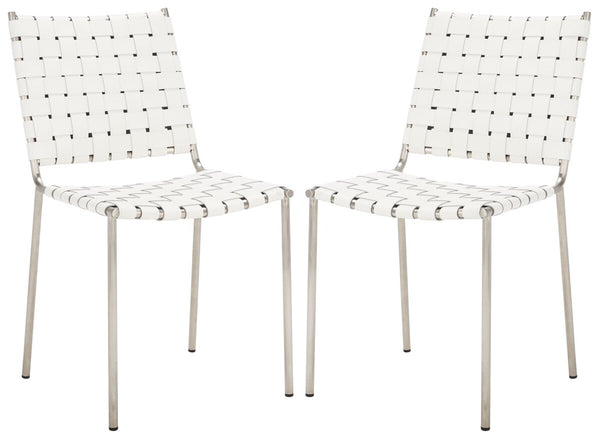 Wesson Woven Dining Chair White / Silver Metal DCH3005C-SET2