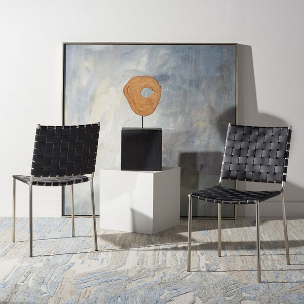 Wesson Woven Dining Chair Black / Silver Metal DCH3005E-SET2