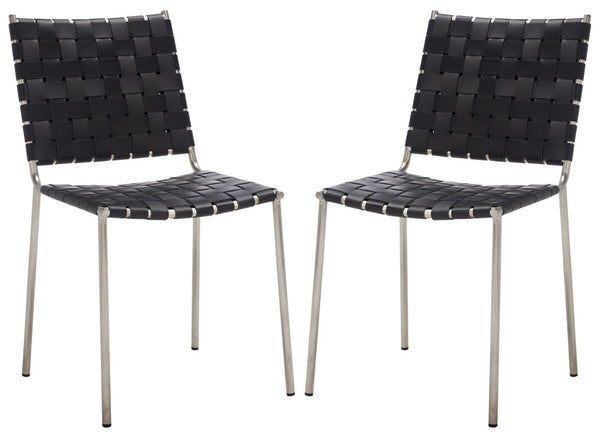 Wesson Woven Dining Chair Black / Silver Metal DCH3005E-SET2