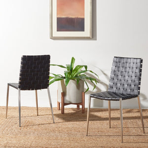 Rayne Woven Dining Chair Black / Silver Metal DCH3006E-SET2