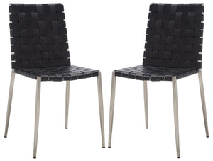 Rayne Woven Dining Chair Black / Silver Metal DCH3006E-SET2