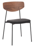 Ryker Dining Chair Walnut / Black  Metal DCH3007A-SET2