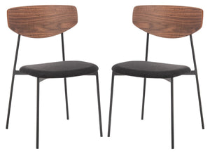 Ryker Dining Chair Walnut / Black  Metal DCH3007A-SET2