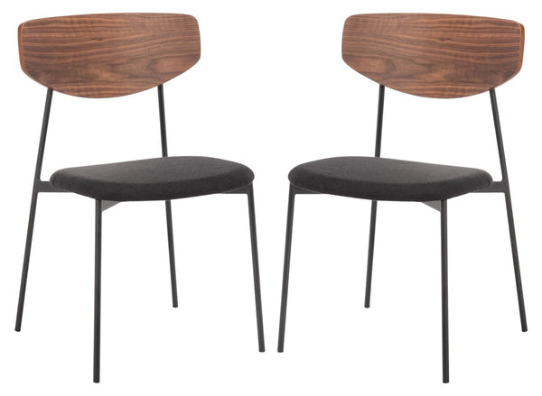 Ryker Dining Chair Walnut / Black  Metal DCH3007A-SET2