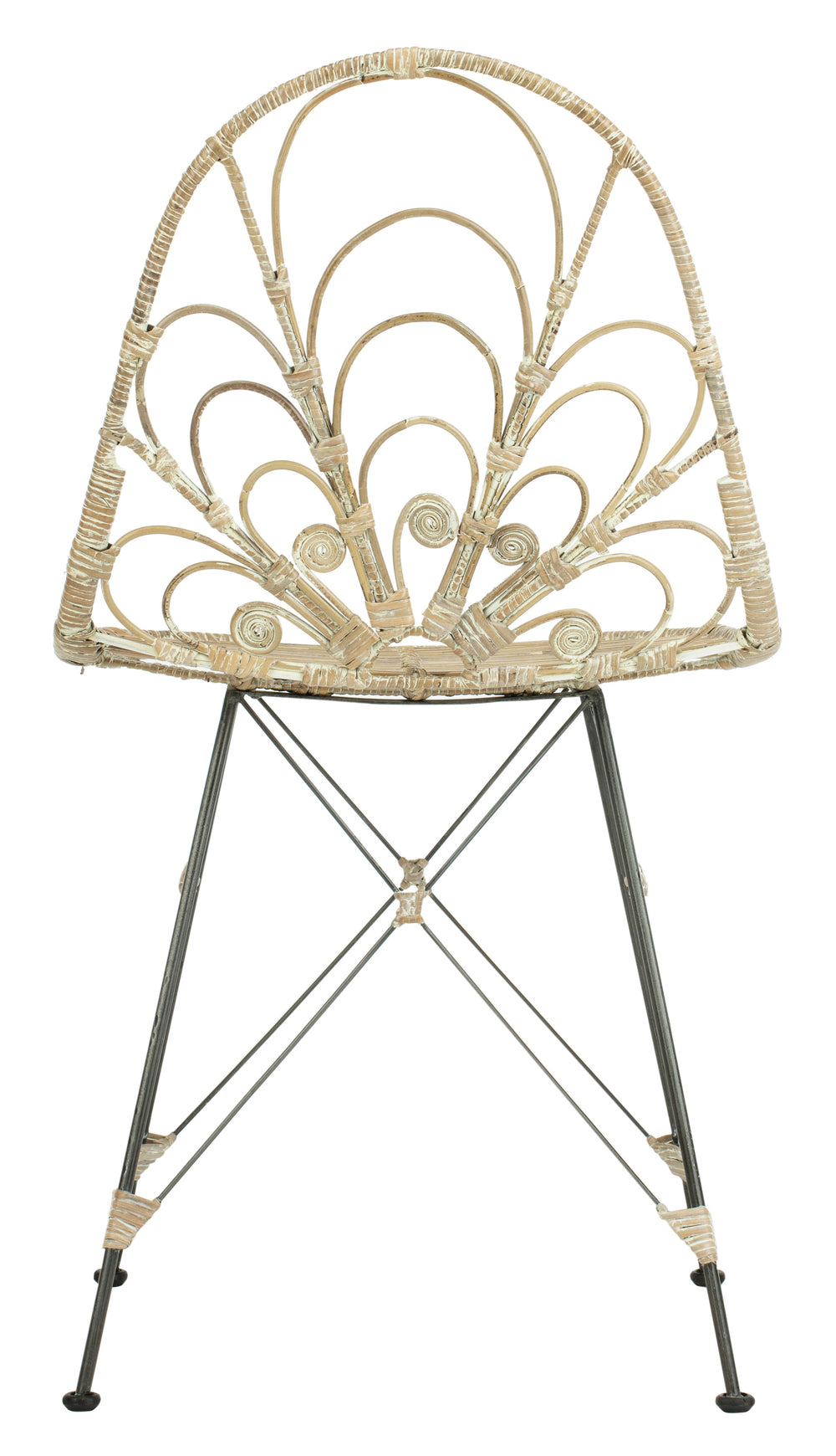 Safavieh - Set of 2 - Madeline Rattan Dining Chair White Washed / Dark Steel Rattan/Metal DCH6500A-SET2 889048531956