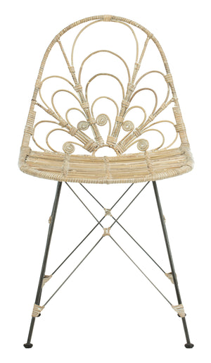 Safavieh - Set of 2 - Madeline Rattan Dining Chair White Washed / Dark Steel Rattan/Metal DCH6500A-SET2 889048531956