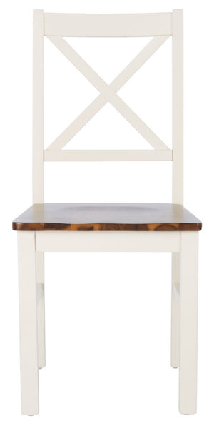 Akash Dining Chair Set of 2 - Vintage Inspired Acacia & Rubberwood with White/Natural Finish