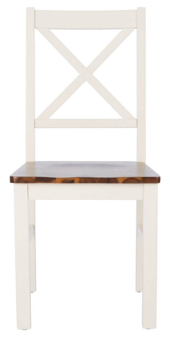Akash Dining Chair Set of 2 - Vintage Inspired Acacia & Rubberwood with White/Natural Finish