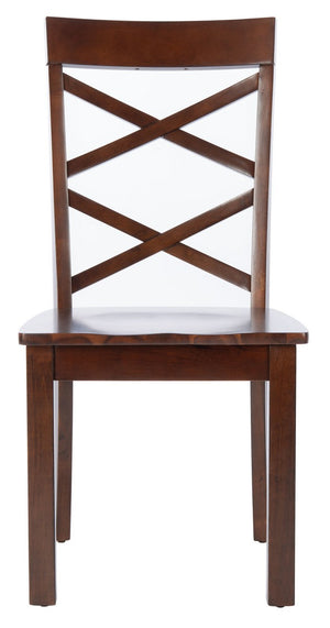 Ainslee Dining Chair Set of 2 - Elegant Brown Wood with Unique Double Crossed Back Design