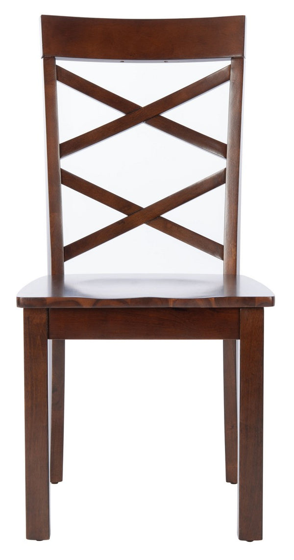 Ainslee Dining Chair Set of 2 - Elegant Brown Wood with Unique Double Crossed Back Design