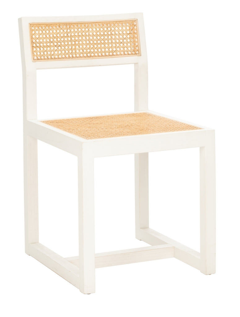 Safavieh Bernice Cane Dining Chair White Natural Wood DCH9502A
